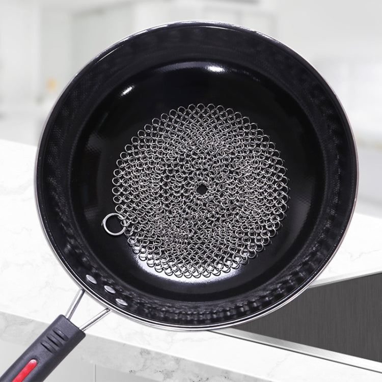 Stainless Steel Round Iron Cleaner Pot Brush Scrubber Home Cookware Kitchen Cleaning Tool, Size:5 x 5 inch
