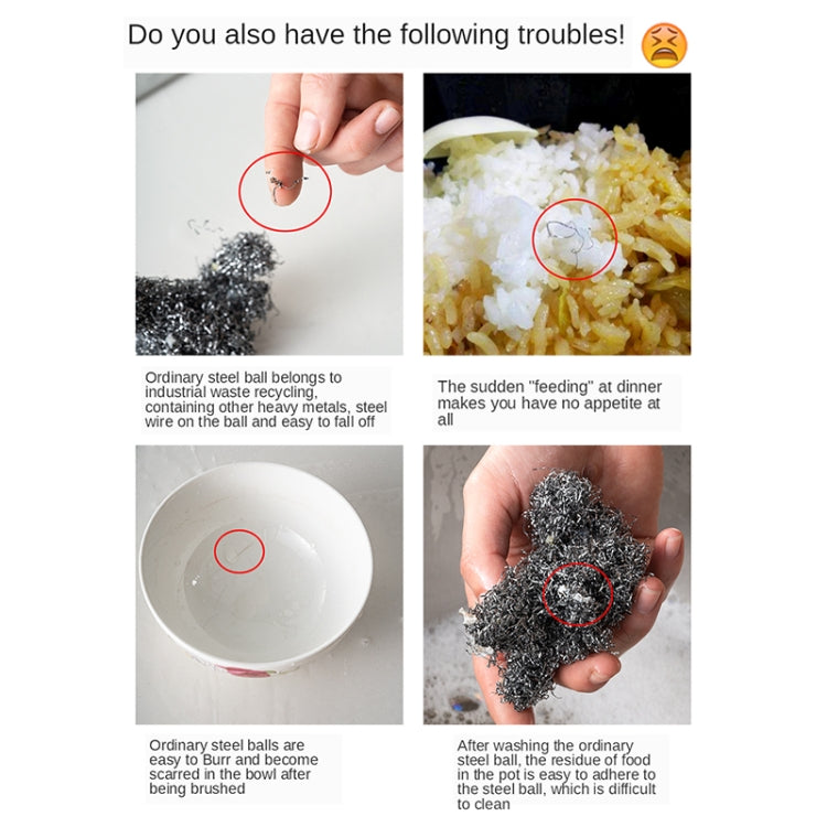 Stainless Steel Round Iron Cleaner Pot Brush Scrubber Home Cookware Kitchen Cleaning Tool, Size:5 x 5 inch