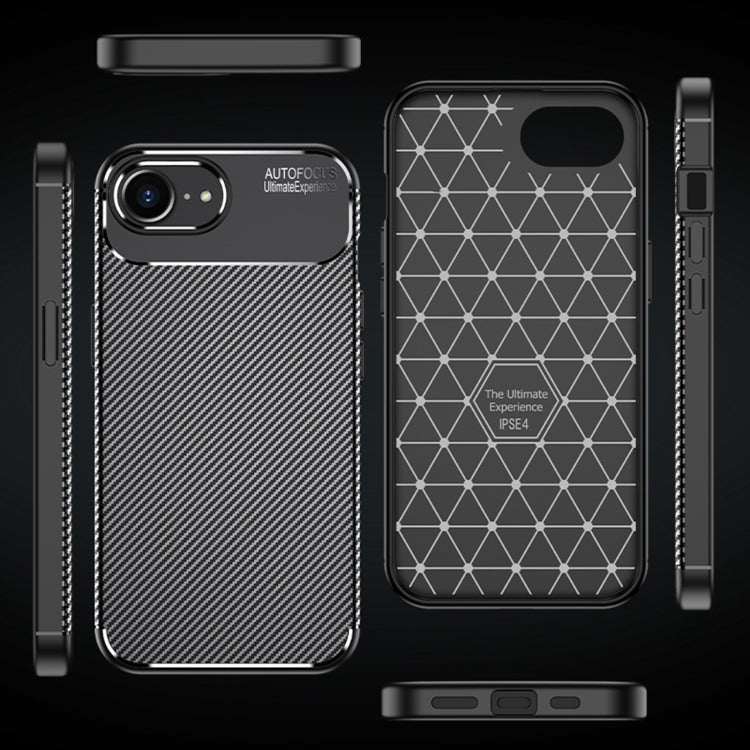 For iPhone SE 2024 Carbon Fiber Texture Shockproof TPU Phone Case - Black