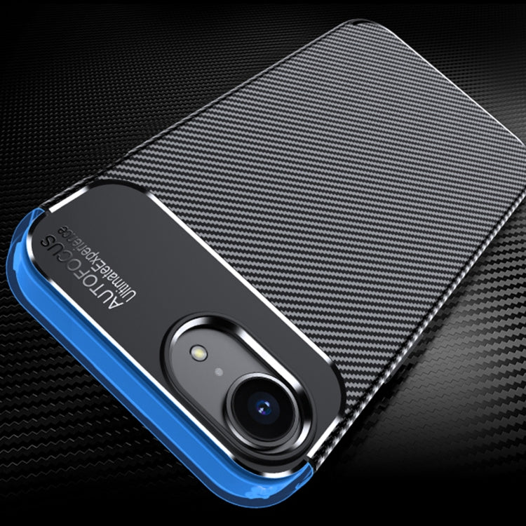 For iPhone SE 2024 Carbon Fiber Texture Shockproof TPU Phone Case - Black