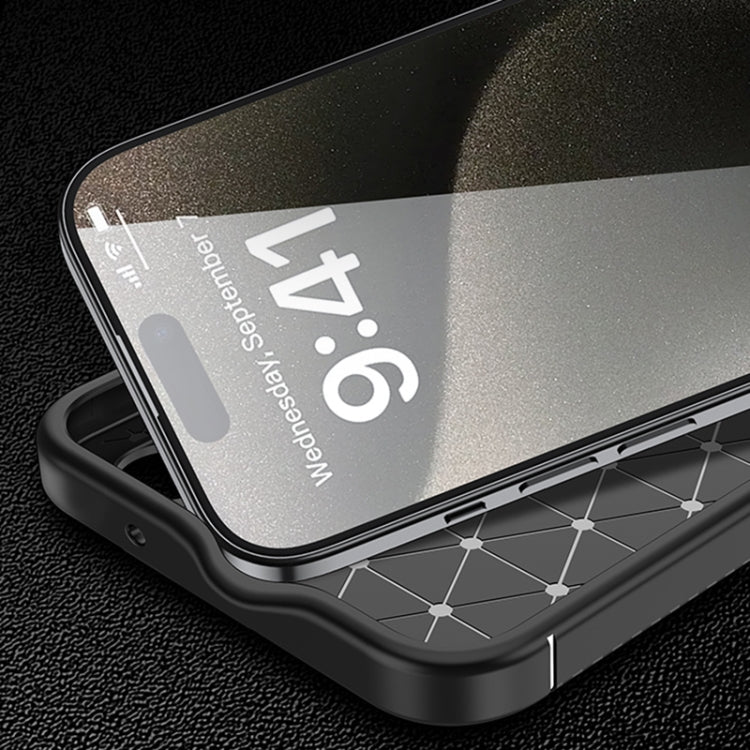 For iPhone 16 Pro Carbon Fiber Texture Shockproof TPU Phone Case - Black