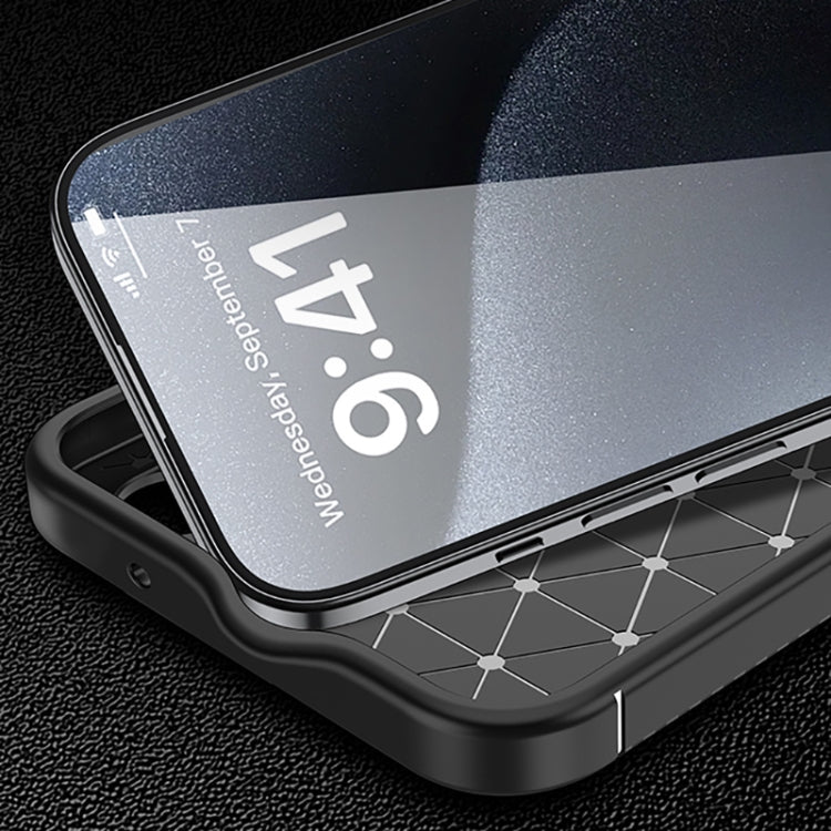 For iPhone 16 Carbon Fiber Texture Shockproof TPU Phone Case - Black