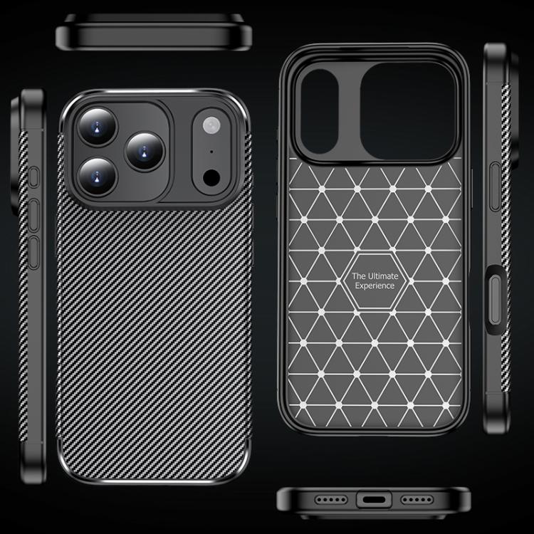 For iPhone 17 Pro Max Carbon Fiber Texture Shockproof TPU Phone Case - Black