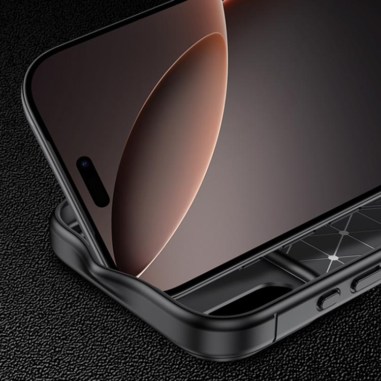 For iPhone 17 Pro Max Carbon Fiber Texture Shockproof TPU Phone Case - Black