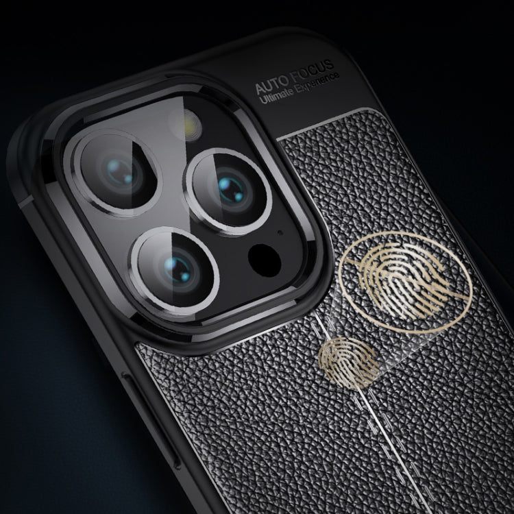 For iPhone 16 Pro Litchi Texture Shockproof TPU Phone Case
