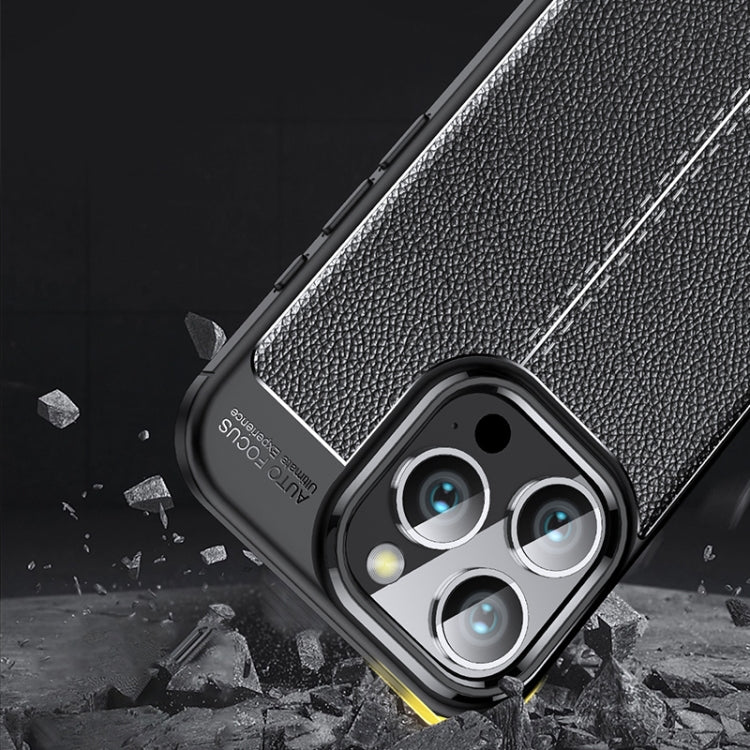 For iPhone 16 Pro Litchi Texture Shockproof TPU Phone Case