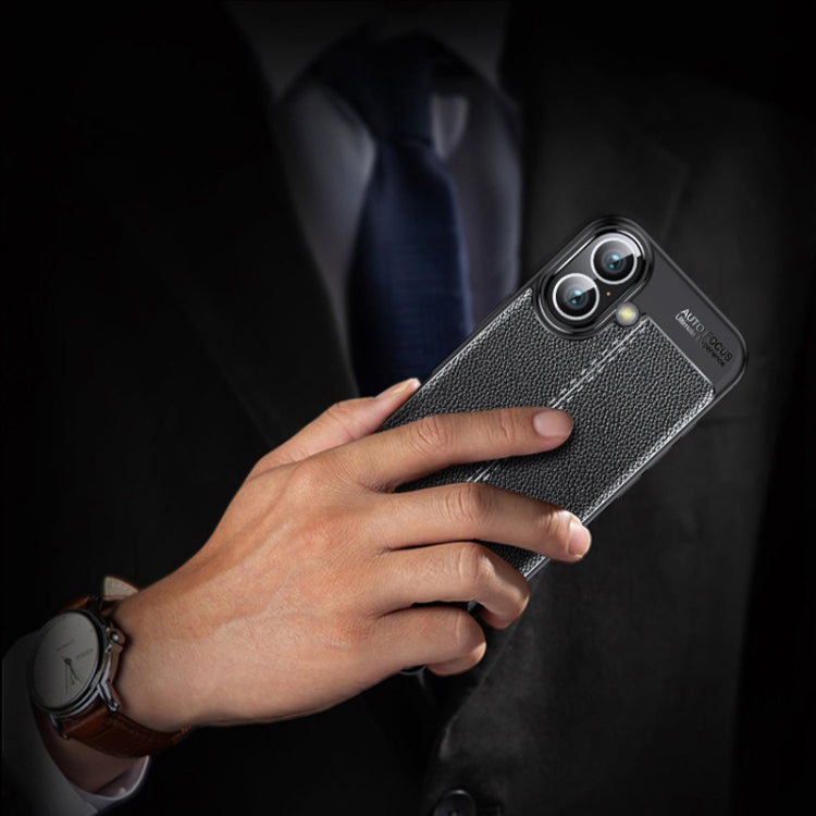 For iPhone 16 Litchi Texture Shockproof TPU Phone Case