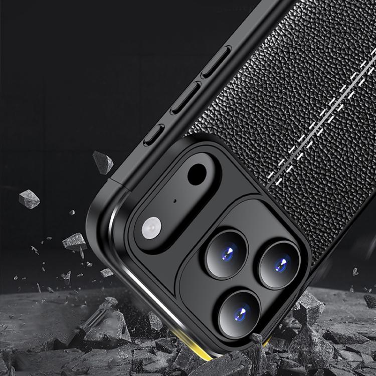 For iPhone 17 Pro Litchi Texture Shockproof TPU Phone Case
