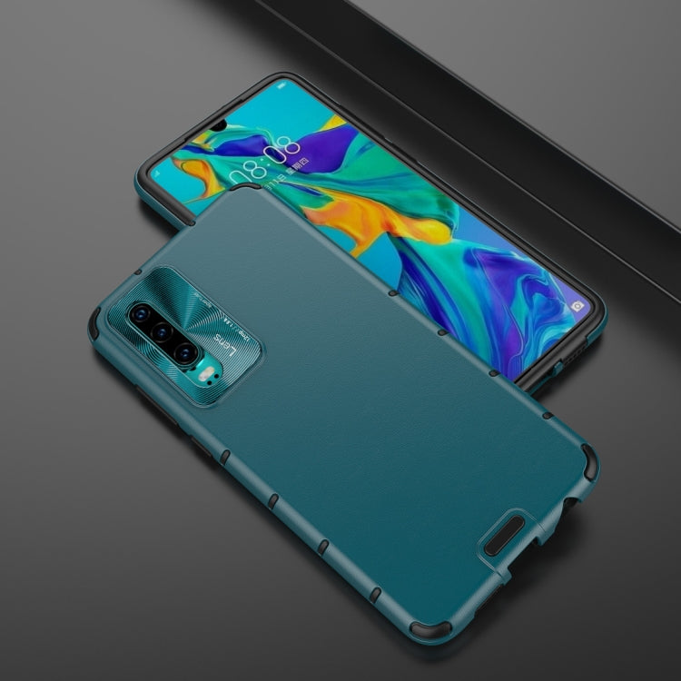 For Huawei P30 Shockproof Grain Leather PC + TPU Case