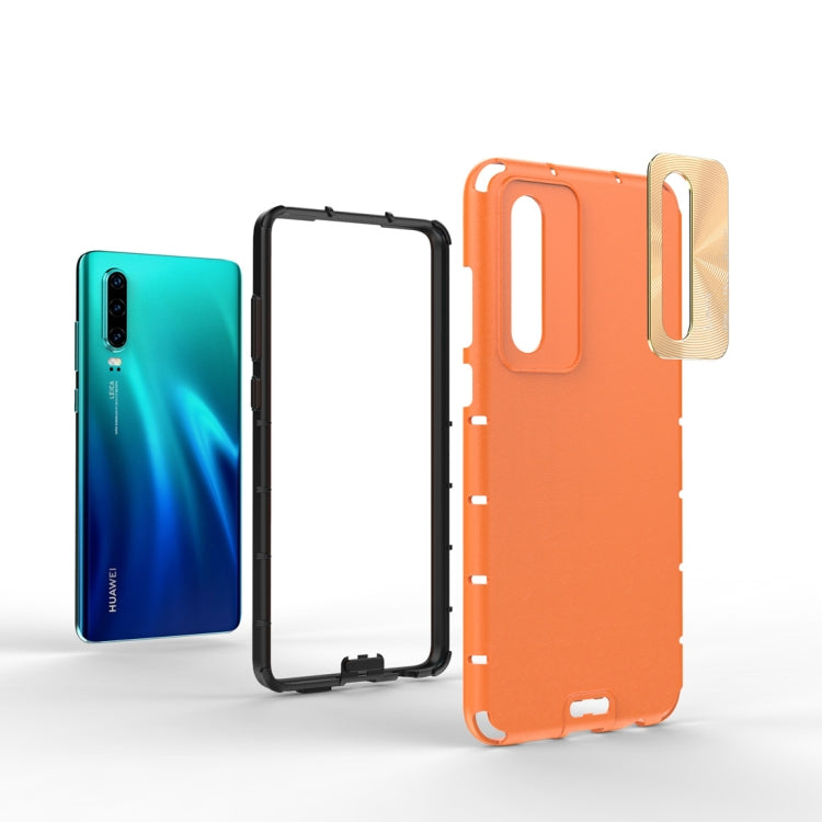 For Huawei P30 Shockproof Grain Leather PC + TPU Case