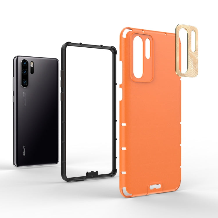 For Huawei P30 Pro Shockproof Grain Leather PC + TPU Case