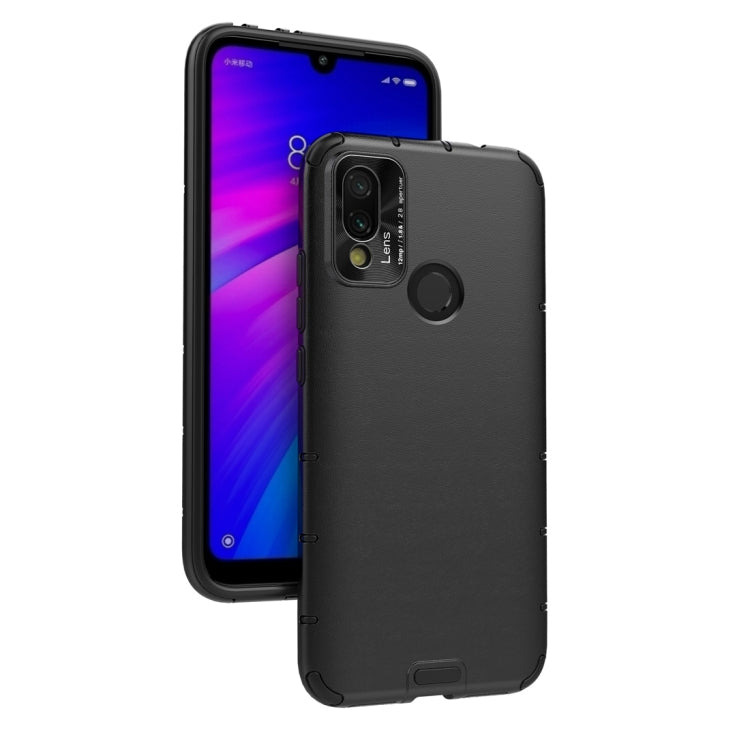 For Xiaomi Redmi 7 Shockproof Grain Leather PC + TPU Case