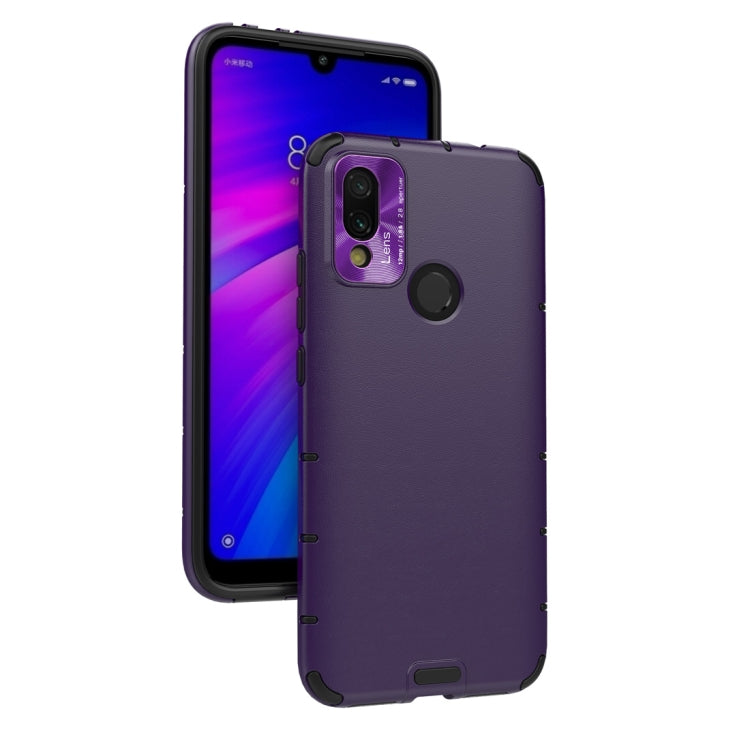 For Xiaomi Redmi 7 Shockproof Grain Leather PC + TPU Case