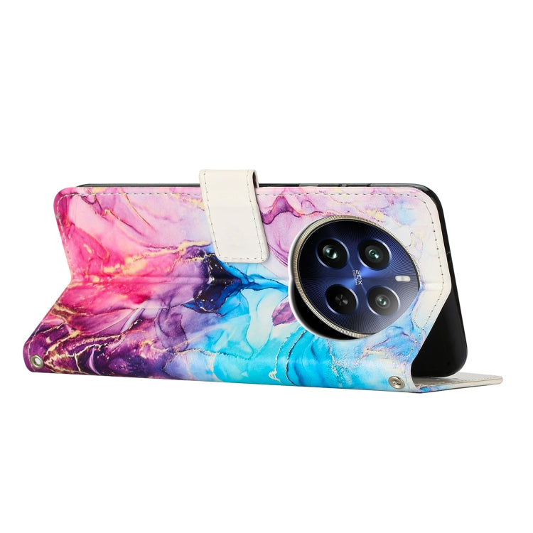 For Realme 12 Pro / 12 Pro+ Painted Marble Pattern Leather Phone Case