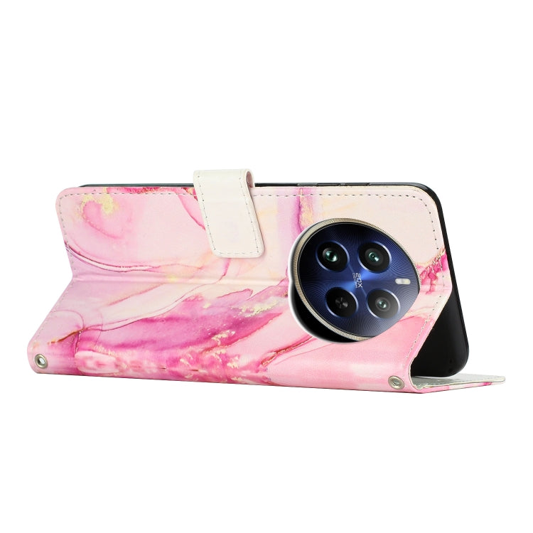 For Realme 12 Pro / 12 Pro+ Painted Marble Pattern Leather Phone Case