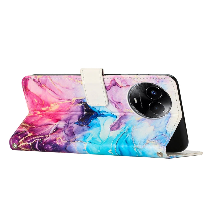 For Realme 11 5G Global / 11X Painted Marble Pattern Leather Phone Case