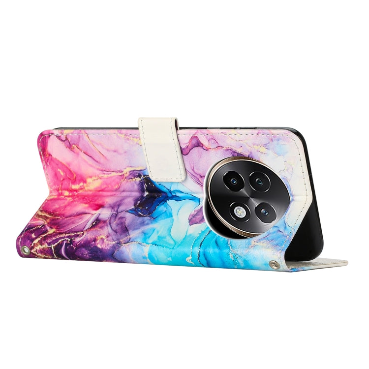 For Realme 13+ 5G Global Painted Marble Pattern Leather Phone Case