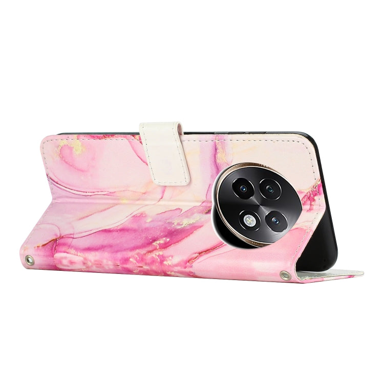 For Realme 13+ 5G Global Painted Marble Pattern Leather Phone Case