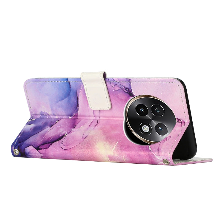 For Realme 13+ 5G Global Painted Marble Pattern Leather Phone Case