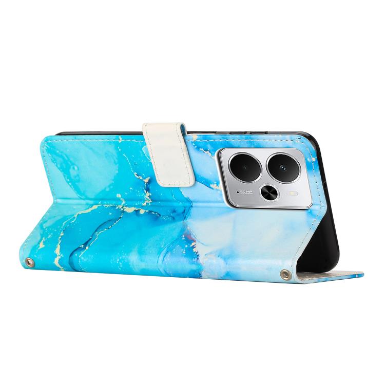 For Realme 14 / P3 5G / 14T 5G Painted Marble Pattern Leather Phone Case