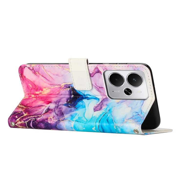 For Realme 14 / P3 5G / 14T 5G Painted Marble Pattern Leather Phone Case