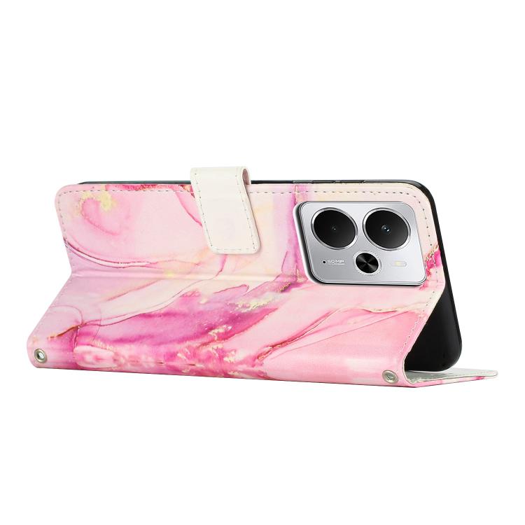 For Realme 14 / P3 5G / 14T 5G Painted Marble Pattern Leather Phone Case