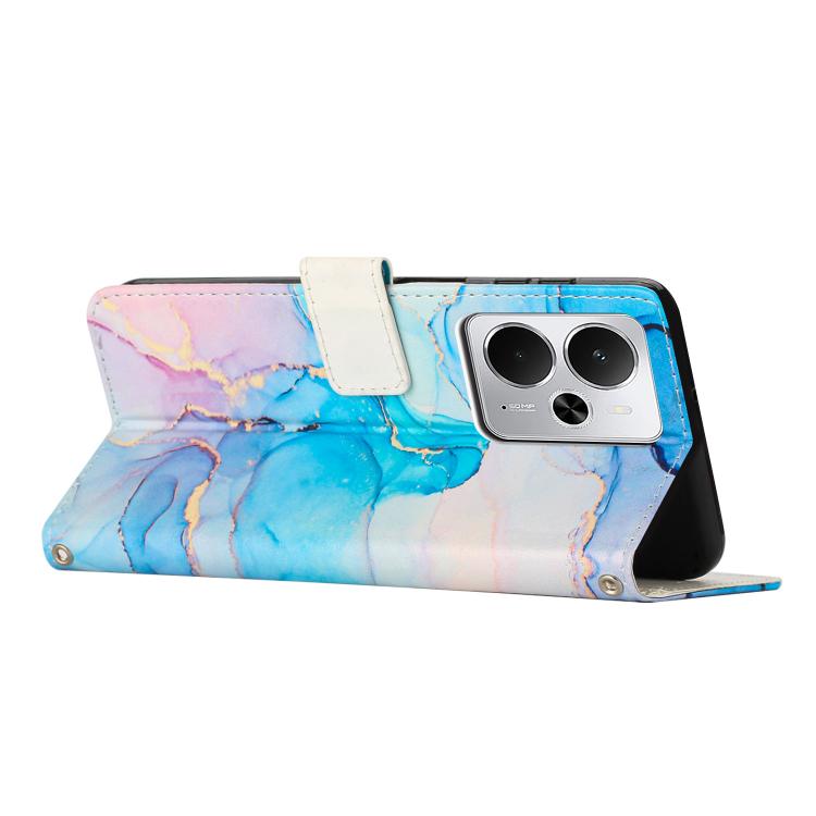 For Realme 14 / P3 5G / 14T 5G Painted Marble Pattern Leather Phone Case