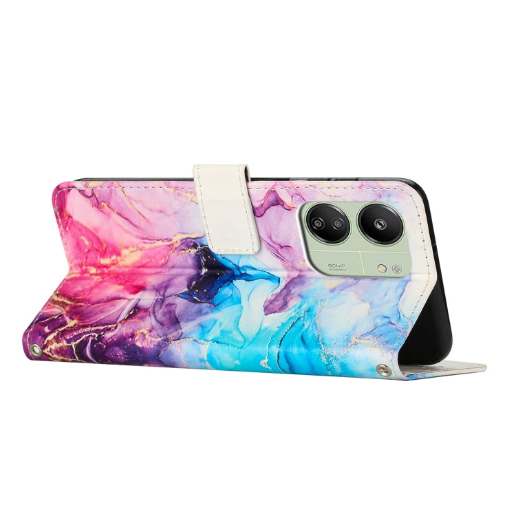 For Redmi 13C 4G Painted Marble Pattern Leather Phone Case