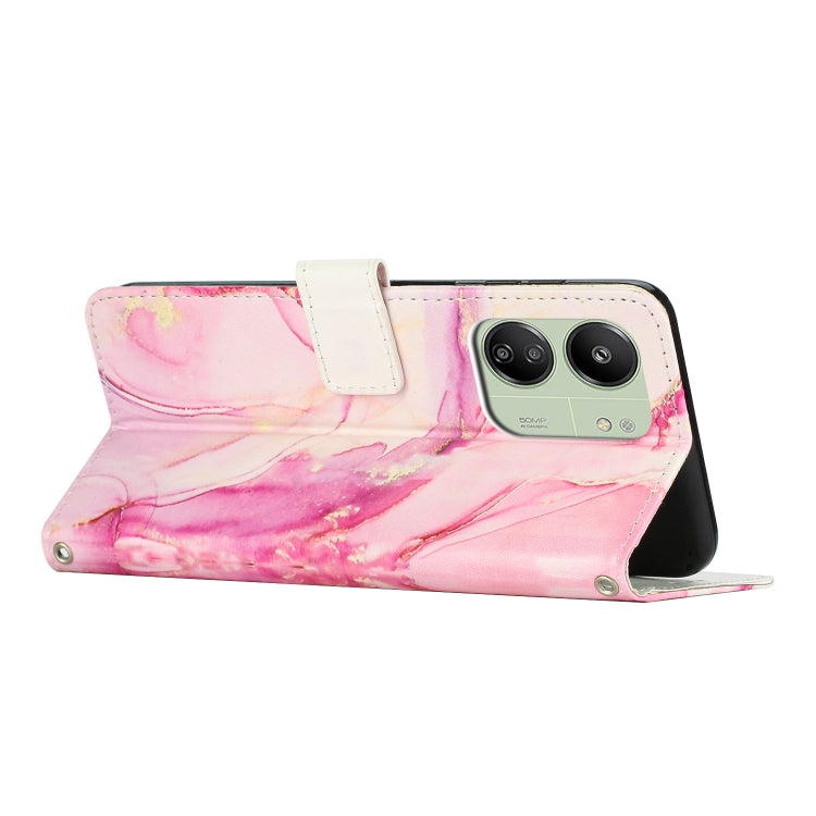 For Redmi 13C 4G Painted Marble Pattern Leather Phone Case