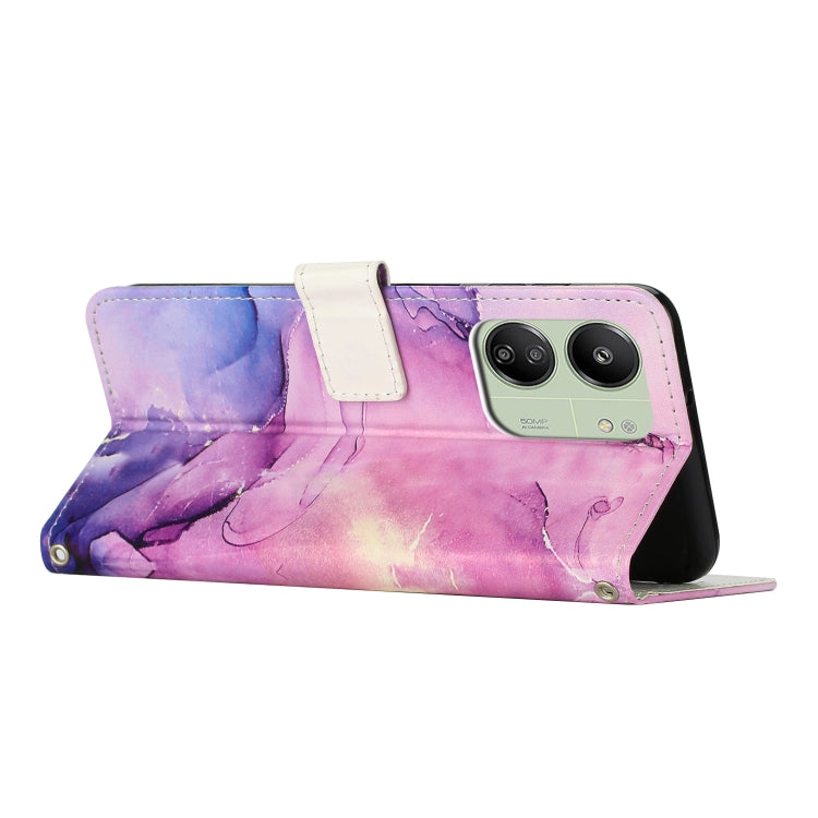 For Redmi 13C 4G Painted Marble Pattern Leather Phone Case