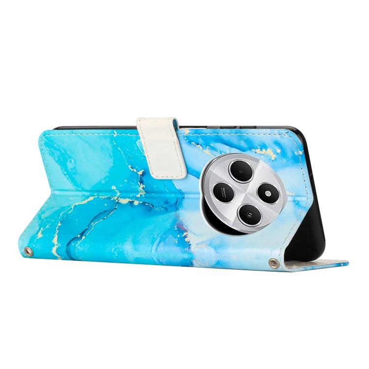 For Redmi 14C 4G / A3 Pro Painted Marble Pattern Leather Phone Case