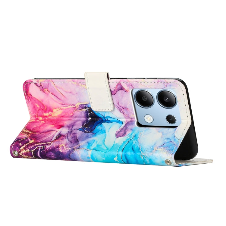 For Redmi Note 13 4G Painted Marble Pattern Leather Phone Case