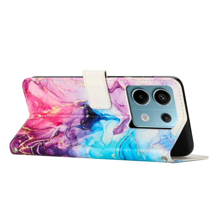 For Redmi Note 13 5G Painted Marble Pattern Leather Phone Case
