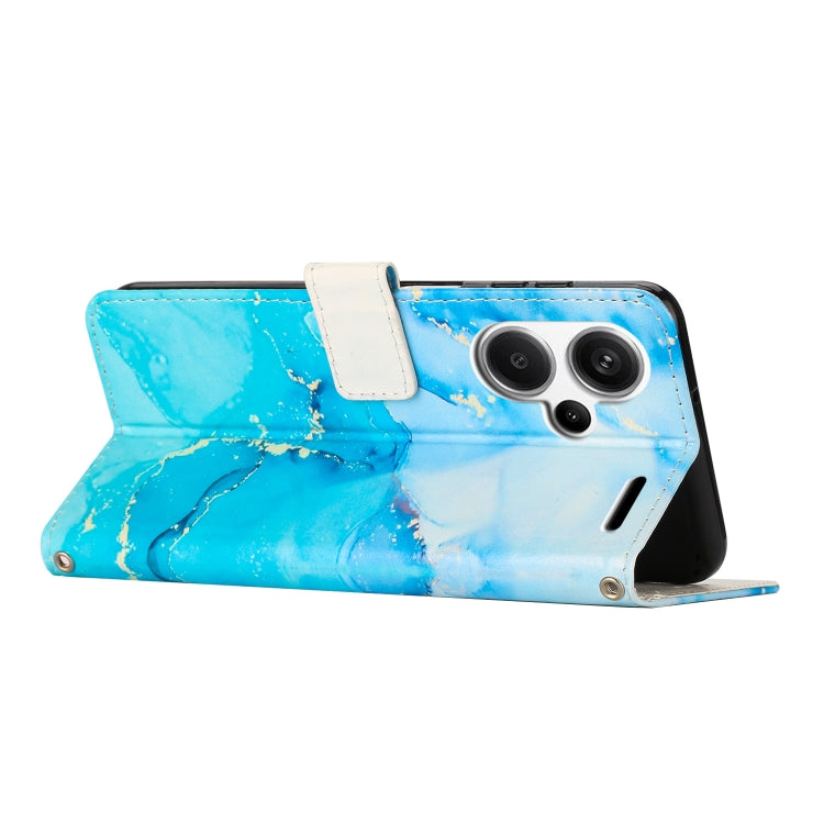For Redmi Note 13 Pro+ Painted Marble Pattern Leather Phone Case