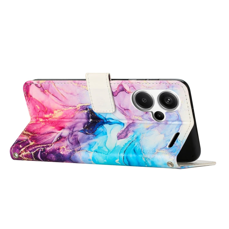 For Redmi Note 13 Pro+ Painted Marble Pattern Leather Phone Case
