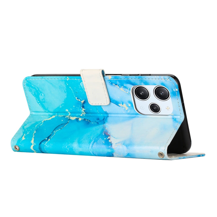 For Redmi 12 4G / Redmi 12 5G / Note 12R Painted Marble Pattern Leather Phone Case