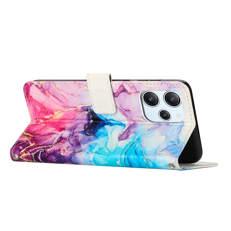 For Redmi 12 4G / Redmi 12 5G / Note 12R Painted Marble Pattern Leather Phone Case