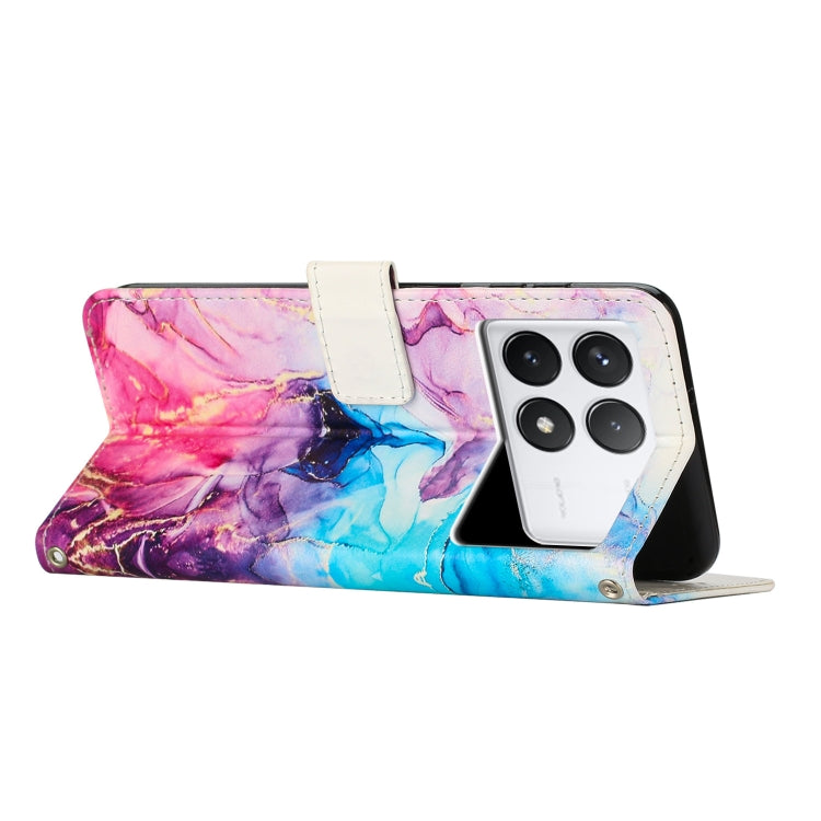 For Redmi K70E Painted Marble Pattern Leather Phone Case