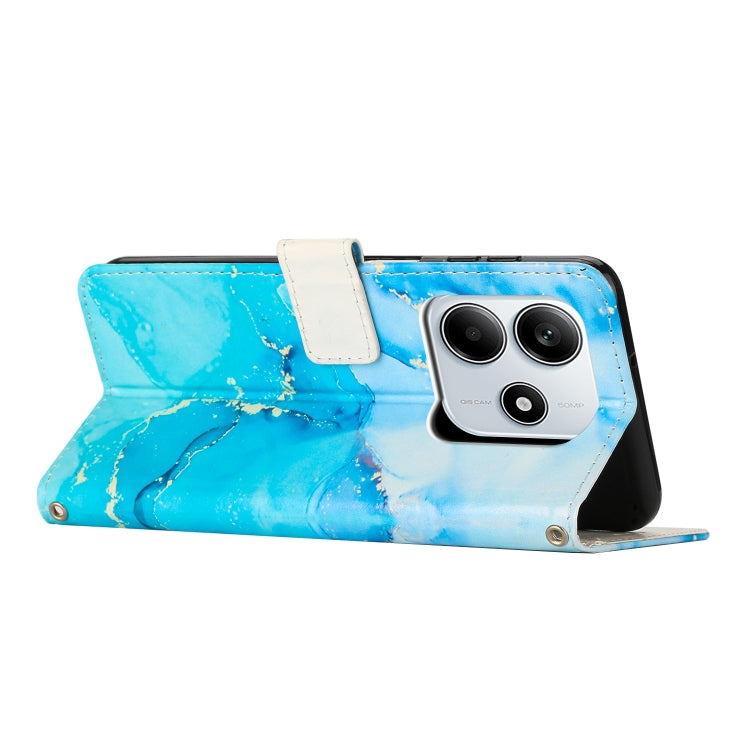 For Redmi Note 14 5G Global Painted Marble Pattern Leather Phone Case