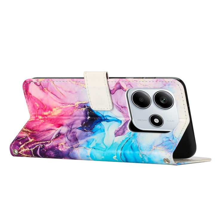 For Redmi Note 14 5G Global Painted Marble Pattern Leather Phone Case