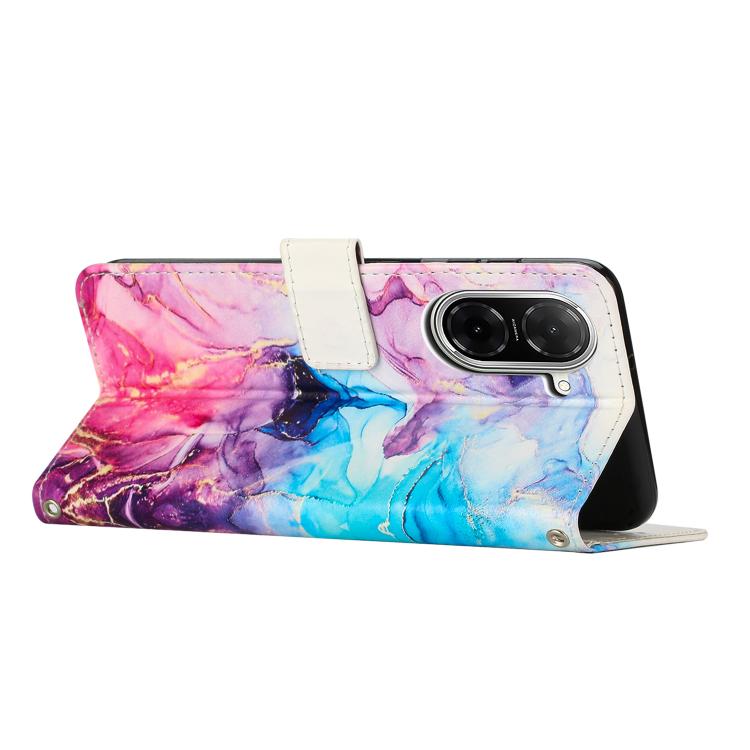 For Redmi A5 4G 171.7mm / Poco C71 Painted Marble Pattern Leather Phone Case