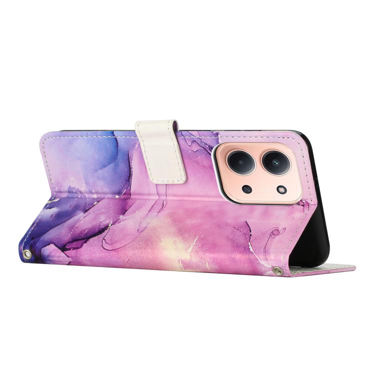 For Redmi 15C 5G / 4G EU 173mm / Poco C85 5G Painted Marble Pattern Leather Phone Case