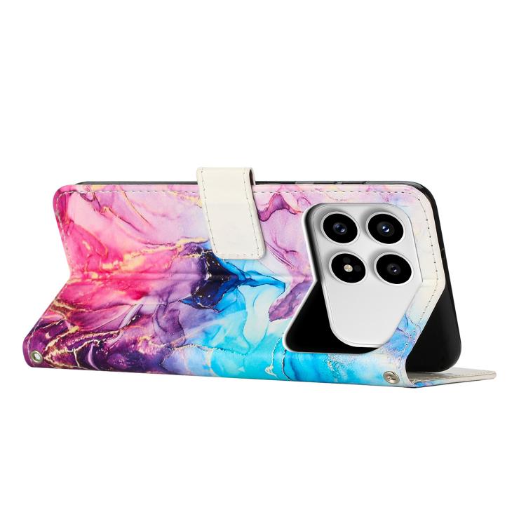 For Redmi K90 / Poco F8 Pro Painted Marble Pattern Leather Phone Case