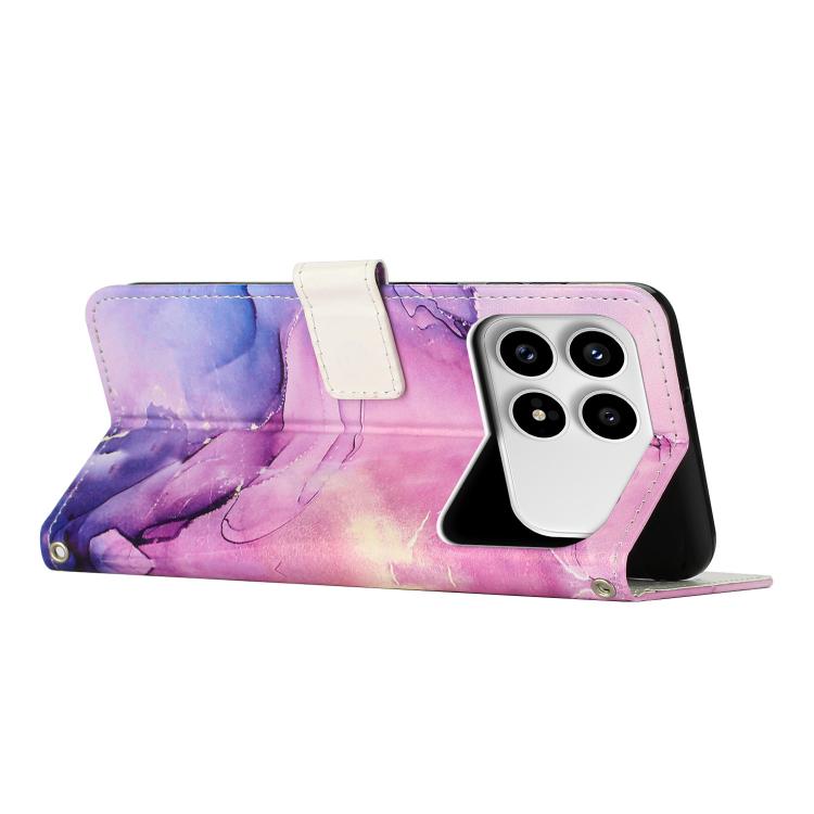 For Redmi K90 / Poco F8 Pro Painted Marble Pattern Leather Phone Case