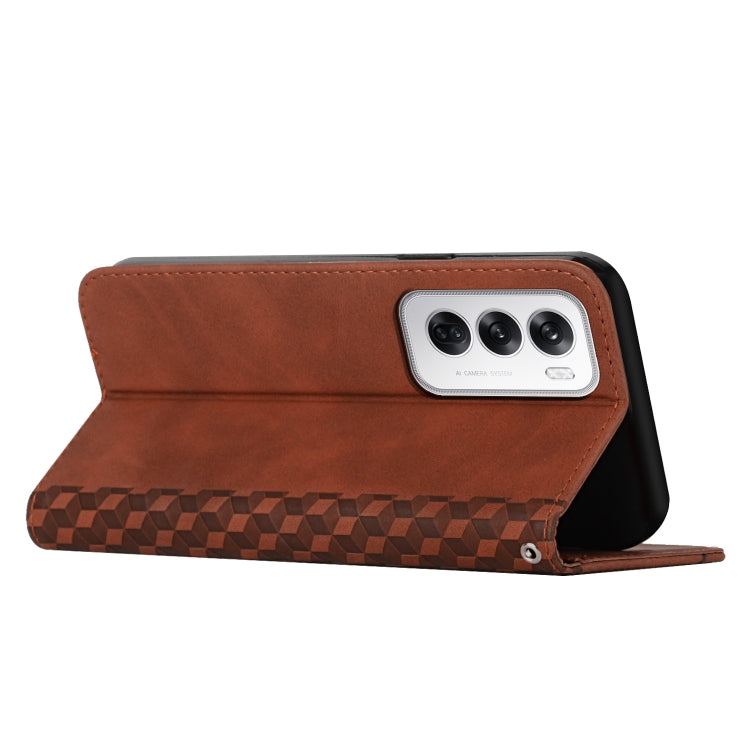 For OPPO Reno12 5G Global Diamond Splicing Skin Feel Magnetic Leather Phone Case