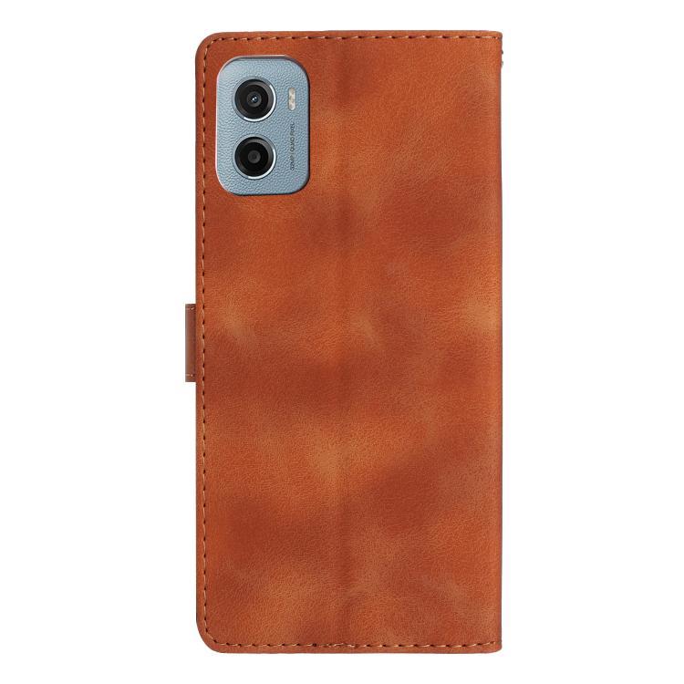 For Motorola Moto E15 Flower Butterfly Embossing Pattern Leather Phone Case