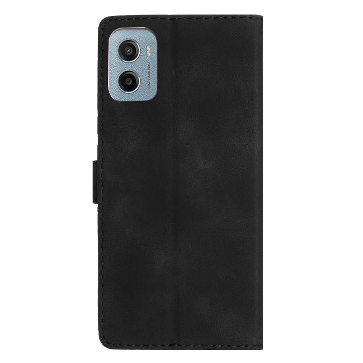 For Motorola Moto E15 Flower Butterfly Embossing Pattern Leather Phone Case