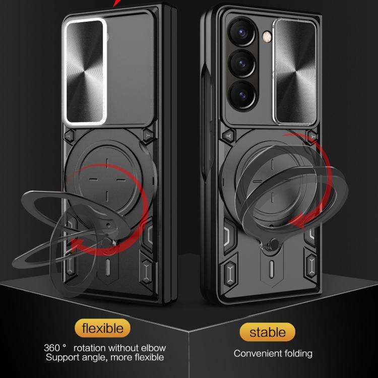For Samsung Galaxy Z Fold7 CD Texture Sliding Camshield Magnetic Holder Phone Case