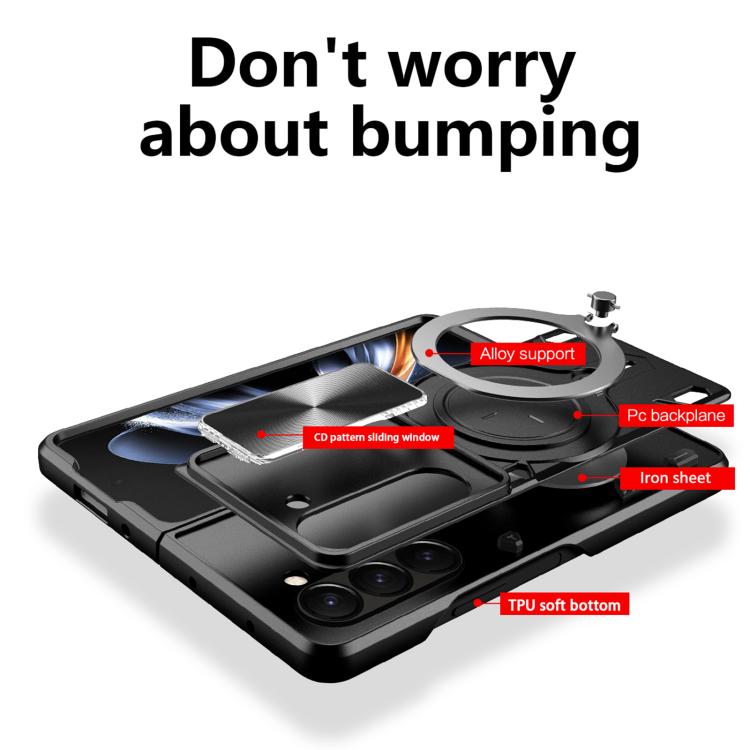 For Samsung Galaxy Z Fold7 CD Texture Sliding Camshield Magnetic Holder Phone Case