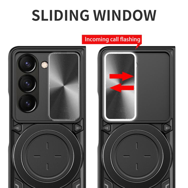 For Samsung Galaxy Z Fold7 CD Texture Sliding Camshield Magnetic Holder Phone Case